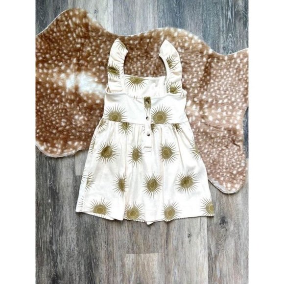 Kate Quinn Neutral Fennel Suns Pinafore Ruffle Pocket Dress | Size 3T - Picture 3 of 4